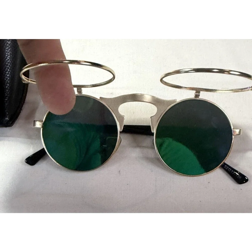 Vintage Round Flip Up Sunglasses Retro John Lennon Style Circle Unisex Glasses